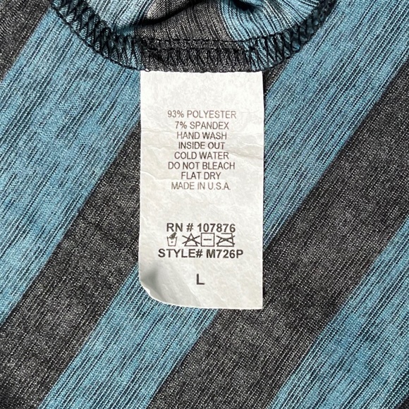 COMFY USA Tunic Top Size Large Blue Black Stretchy Slinky Lagenlook High Low - Picture 8 of 9